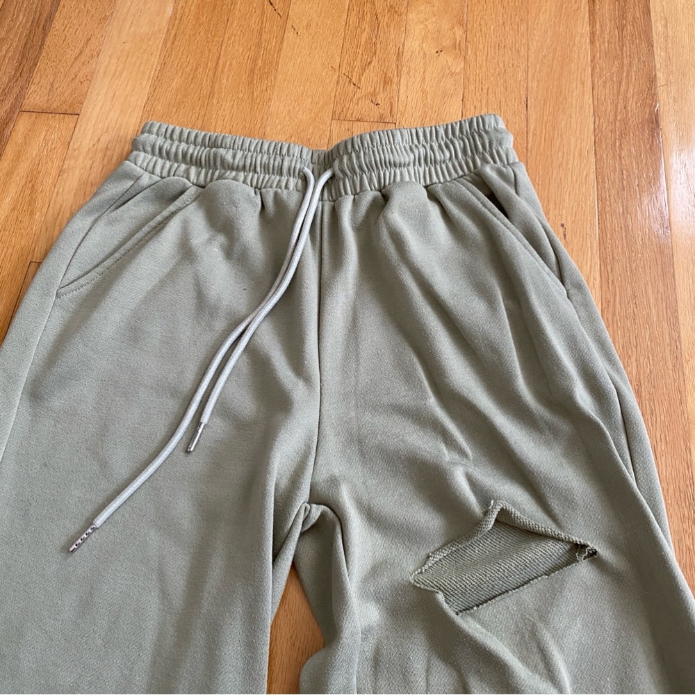 Princess Polly Green Ripped Drawstring Sweatpants US 6 - Picture 2 of 4
